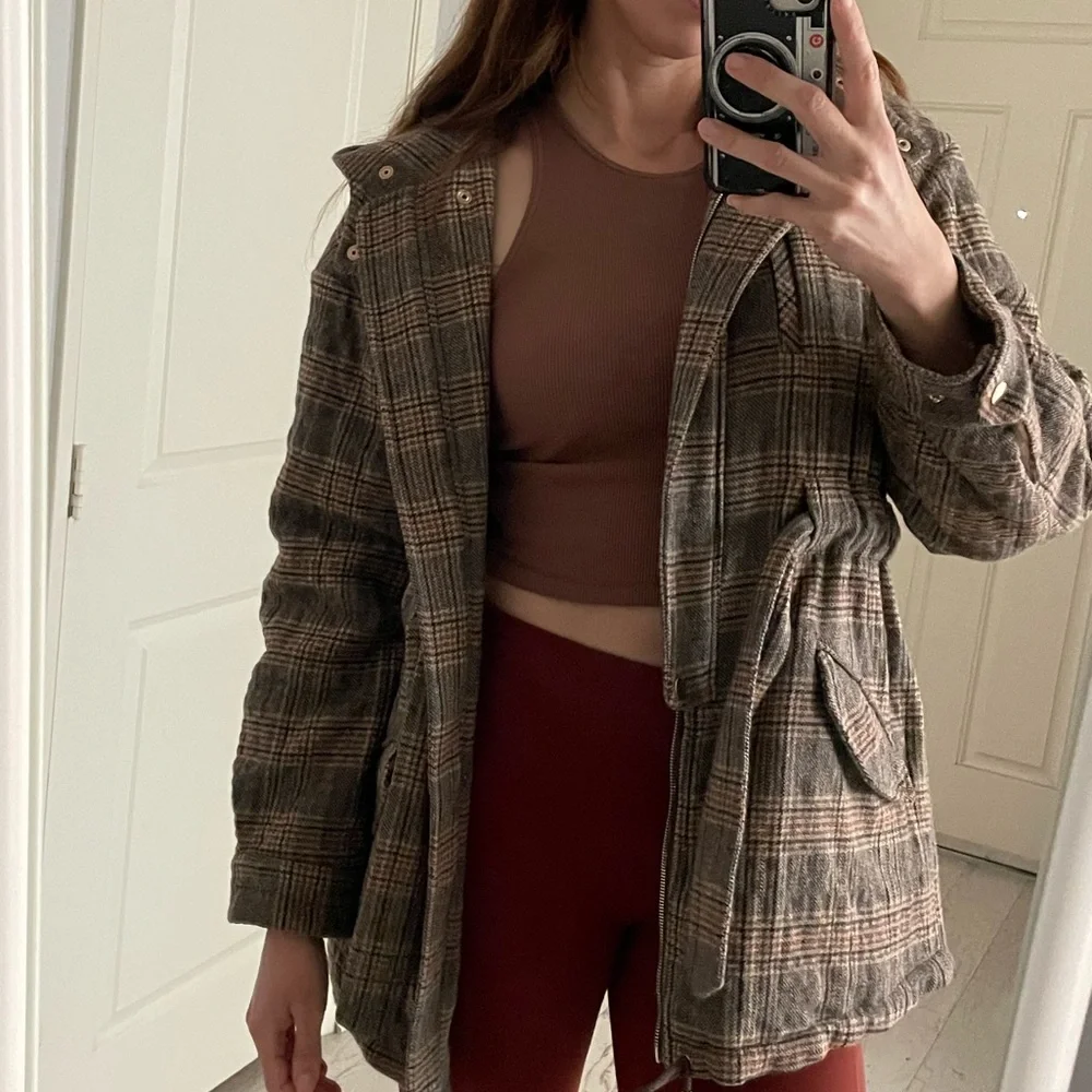 ba&sh Cox Marron Lady Coat Hooded Size 2 Us 8 Plaid Belted Wool blend - Picture 7 of 13